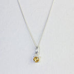 Collier en argent sterling avec citrine et zircone cubique, pierre de naissance de novembre - 35,6 à 81,3 cm