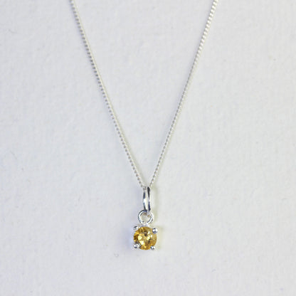 Collier en argent sterling avec citrine et zircone cubique, pierre de naissance de novembre - 35,6 à 81,3 cm