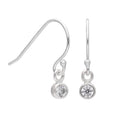 Boucles d'oreilles pendantes en argent sterling avec zircones cubiques transparents de 3 mm en forme de hameçon