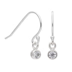 Boucles d'oreilles pendantes en argent sterling avec zircones cubiques transparents de 3 mm en forme de hameçon