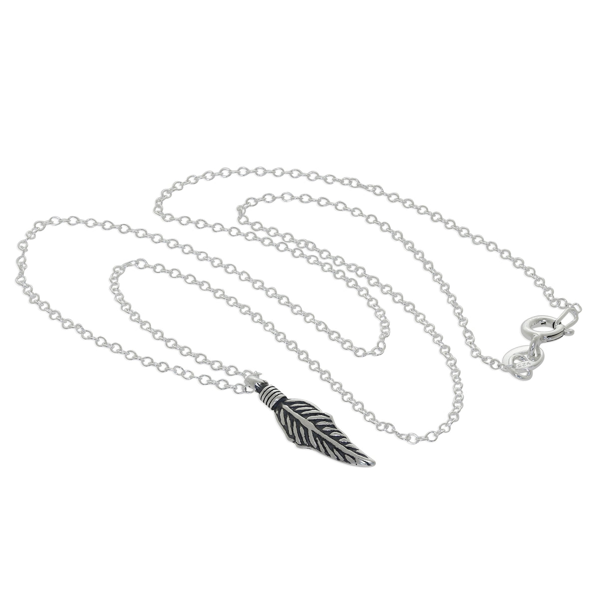 Collier plume en argent sterling - 35 à 55 cm