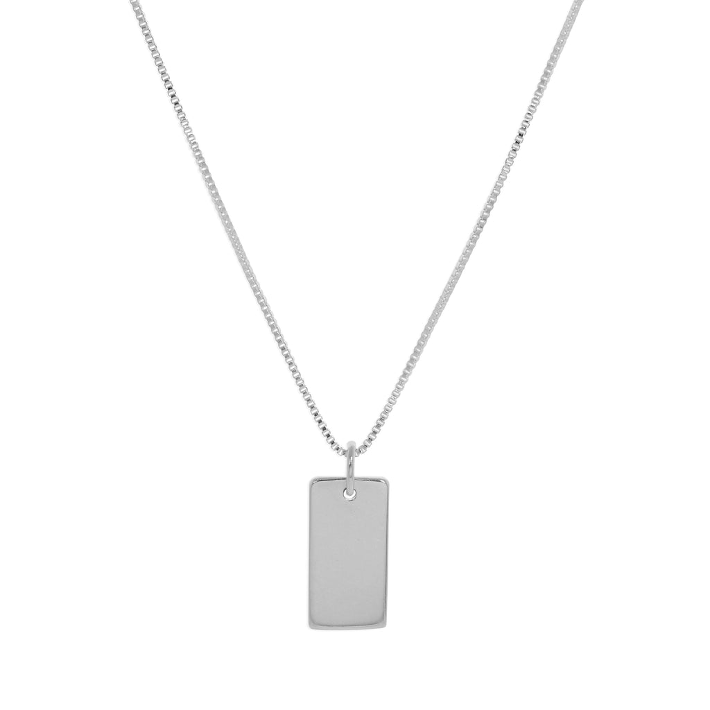 Collier mini-plaque gravée en argent sterling - 35 à 55 cm