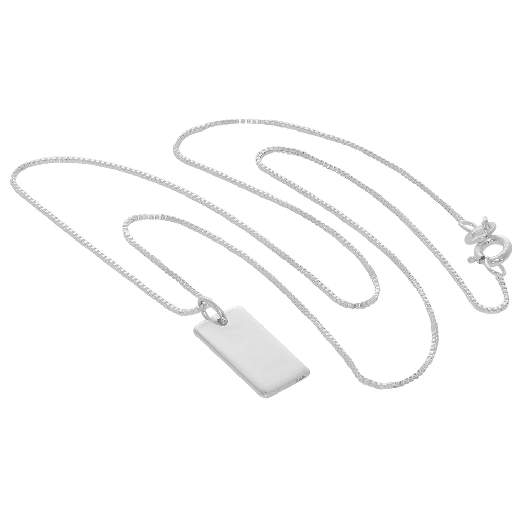 Collier mini-plaque gravée en argent sterling - 35 à 55 cm