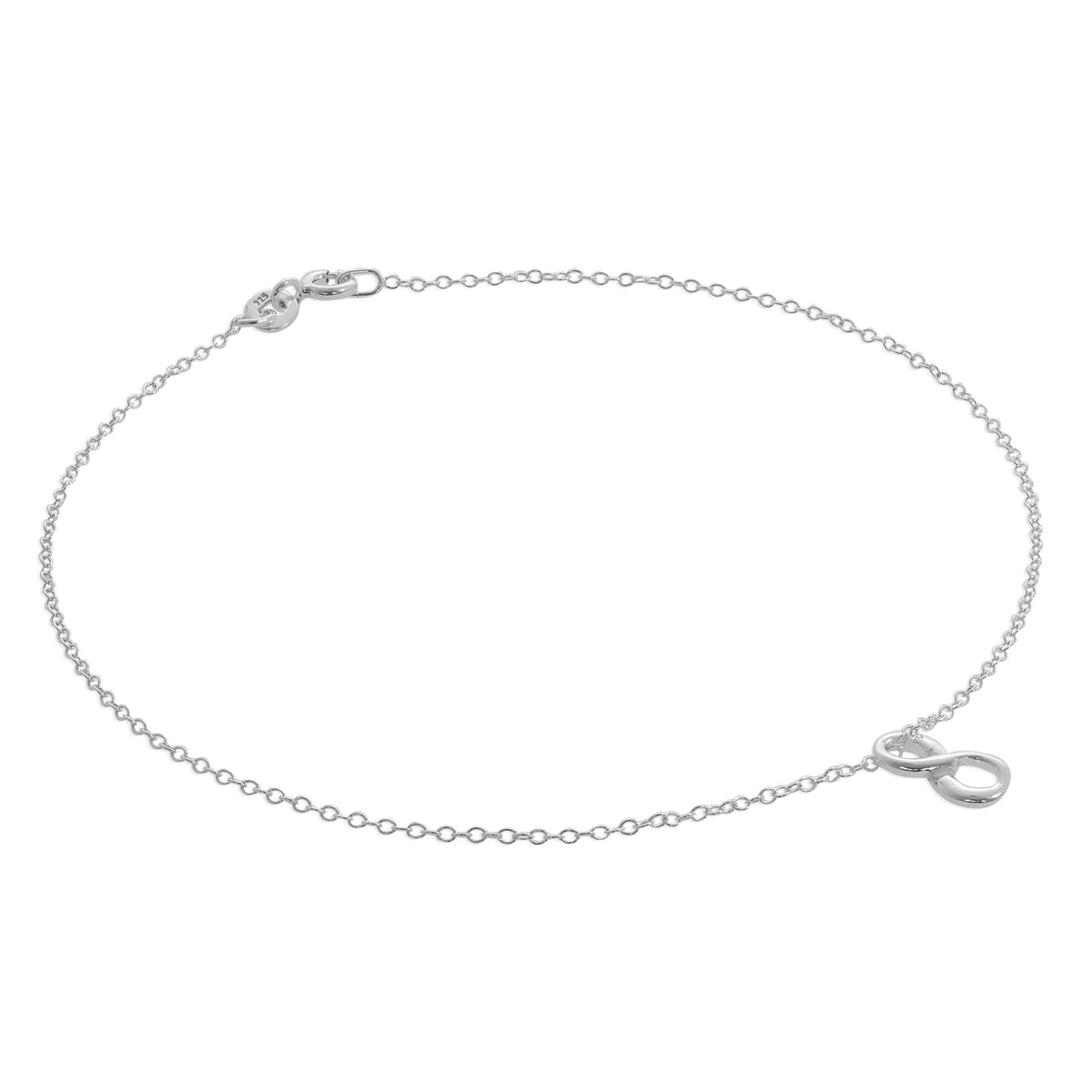 Bracelet de cheville Belcher en argent sterling avec breloque flottante Infinity - 25,4 cm