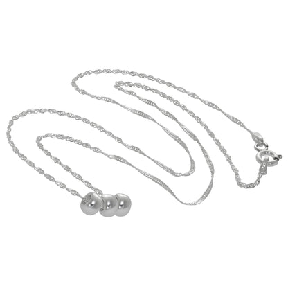 Collier de perles triples rondes en argent sterling de 40 à 61 cm
