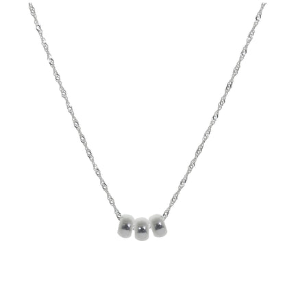 Collier de perles triples rondes en argent sterling de 40 à 61 cm