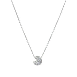 Collier flottant en argent sterling avec lune et zircones cubiques transparents, 40,6 à 81,3 cm