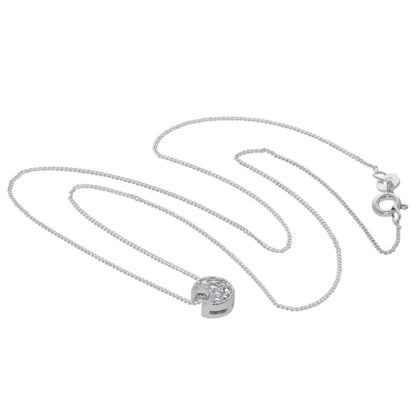 Collier flottant en argent sterling avec lune et zircones cubiques transparents, 40,6 à 81,3 cm
