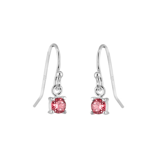 Boucles d'oreilles pendantes en argent sterling avec tourmaline et zircone cubique, pierre de naissance d'octobre