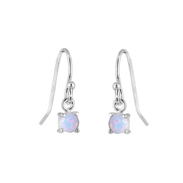 Boucles d'oreilles pendantes en argent sterling avec opale et pierre de naissance d'octobre