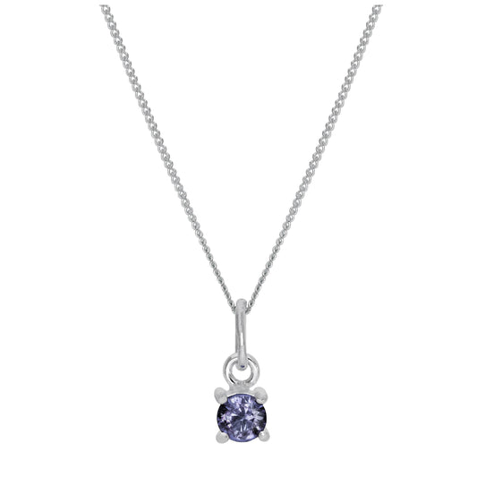 Collier en argent sterling avec pierre de naissance Alexandrite CZ - 14 à 32 pouces