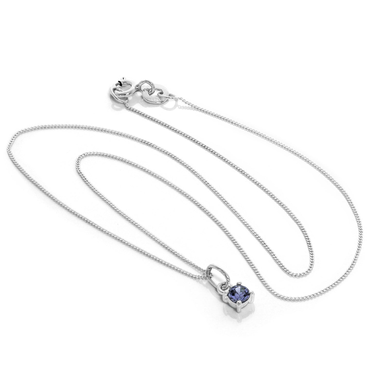 Collier en argent sterling avec pierre de naissance Alexandrite CZ - 14 à 32 pouces