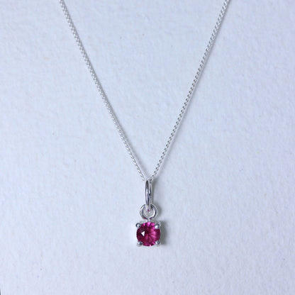 Collier en argent sterling avec tourmaline et zircone cubique, pierre de naissance d'octobre - 14 à 32 pouces