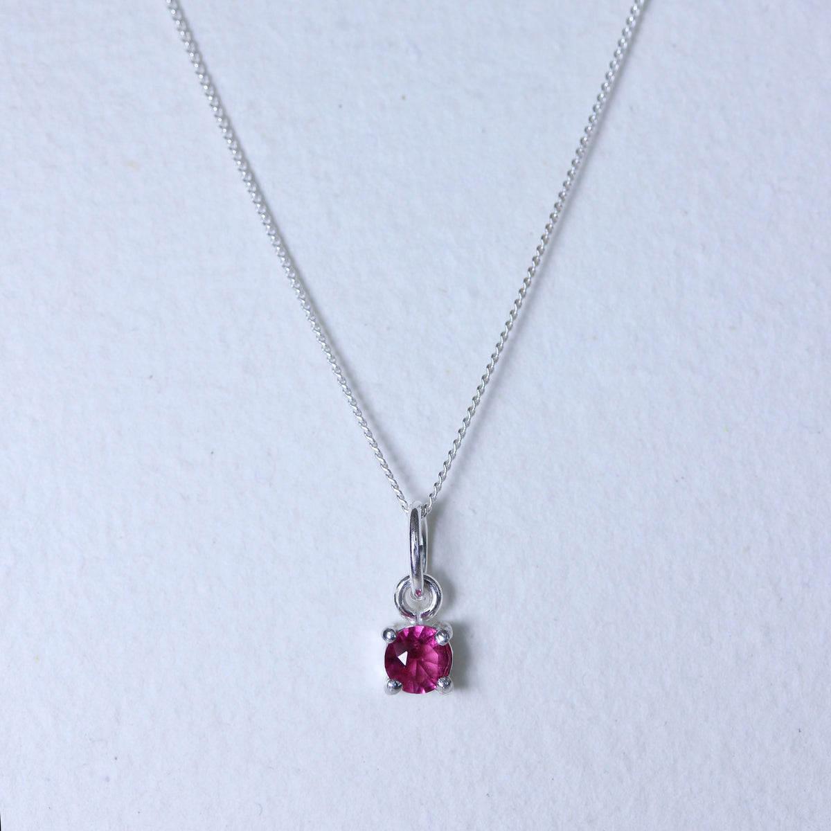 Collier en argent sterling avec tourmaline et zircone cubique, pierre de naissance d'octobre - 35 à 81 cm