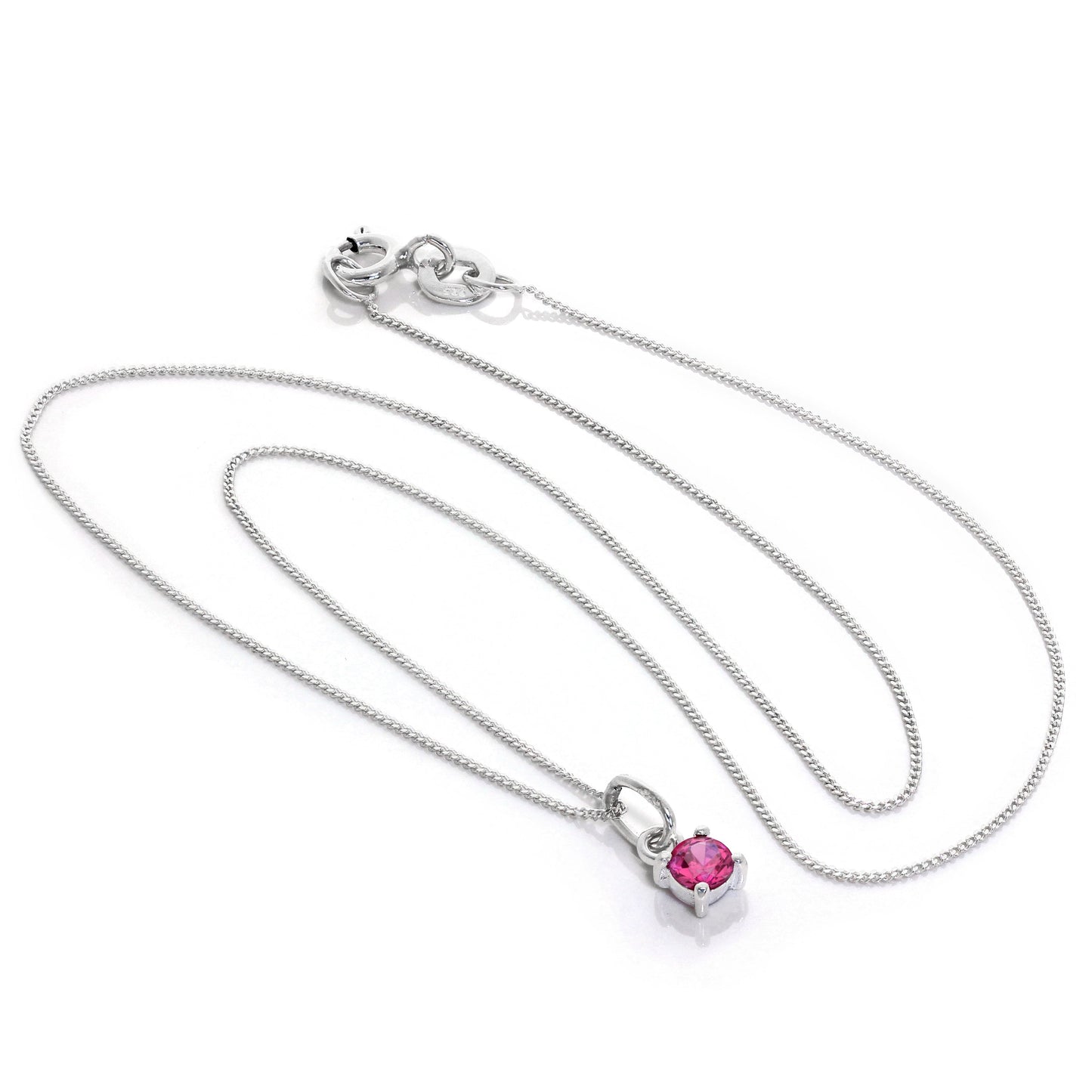 Collier en argent sterling avec tourmaline et zircone cubique, pierre de naissance d'octobre - 14 à 32 pouces