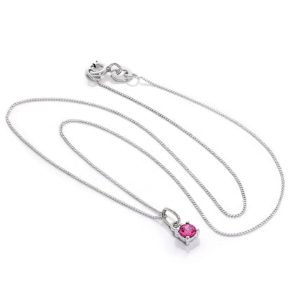 Collier en argent sterling avec tourmaline et zircone cubique, pierre de naissance d'octobre - 14 à 32 pouces