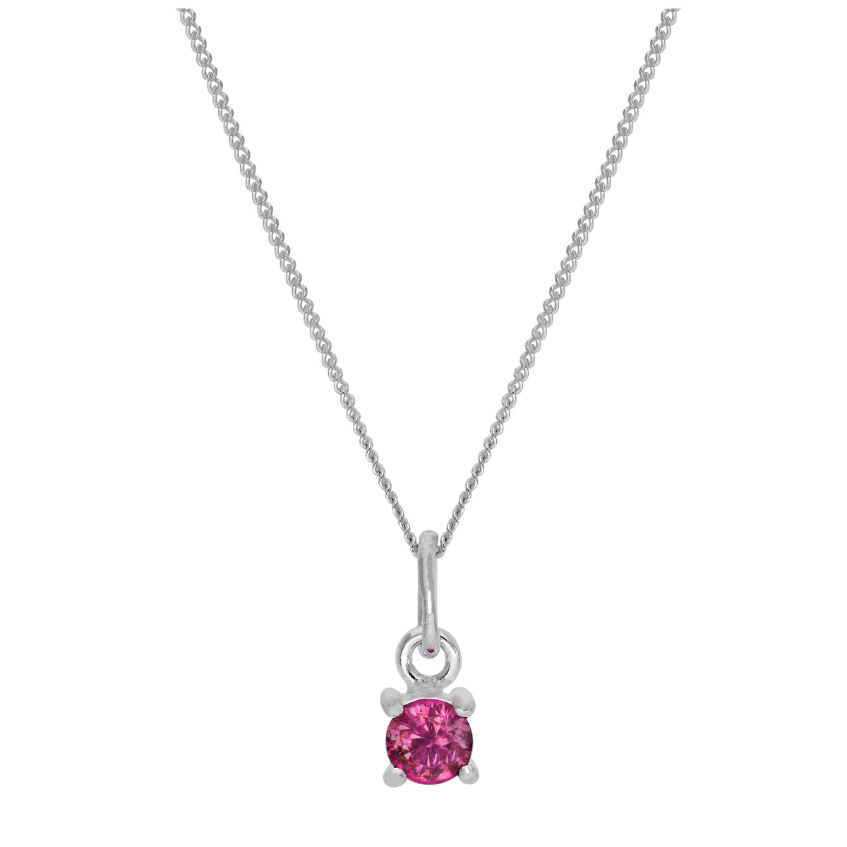 Collier en argent sterling avec tourmaline et zircone cubique, pierre de naissance d'octobre - 35 à 81 cm