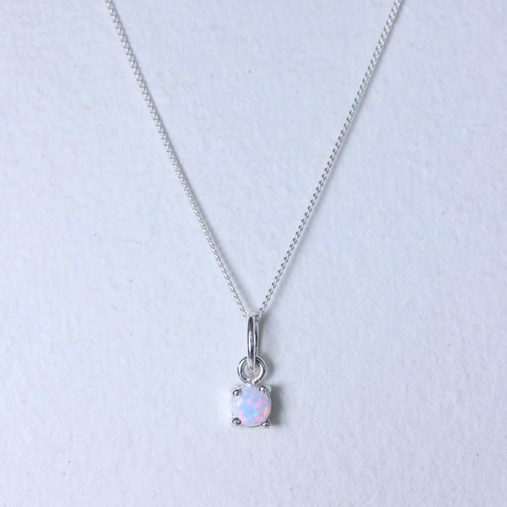 Collier en argent sterling avec opale et pierre de naissance d'octobre - 35 à 81 cm