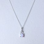 Collier en argent sterling avec opale et pierre de naissance d'octobre - 35 à 81 cm