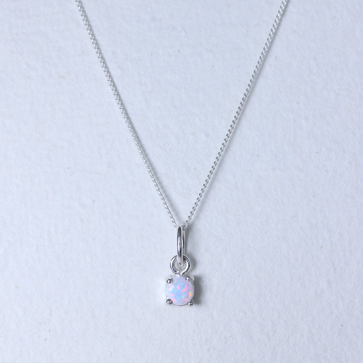 Collier en argent sterling avec opale et pierre de naissance d'octobre - 35 à 81 cm