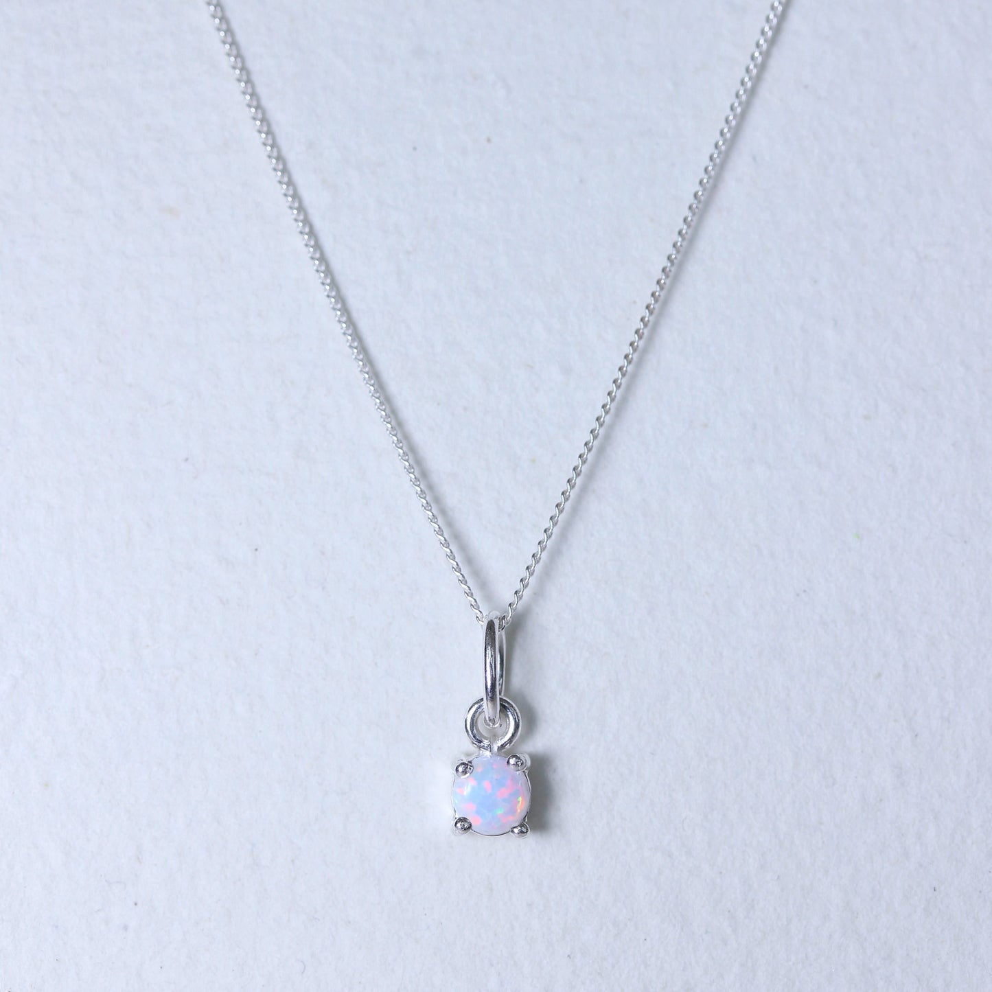 Collier en argent sterling avec opale et pierre de naissance d'octobre - 14 à 32 pouces