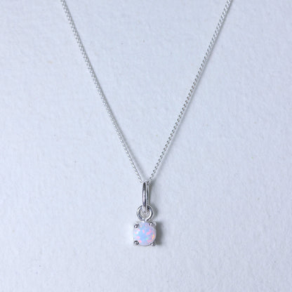 Collier en argent sterling avec opale et pierre de naissance d'octobre - 14 à 32 pouces