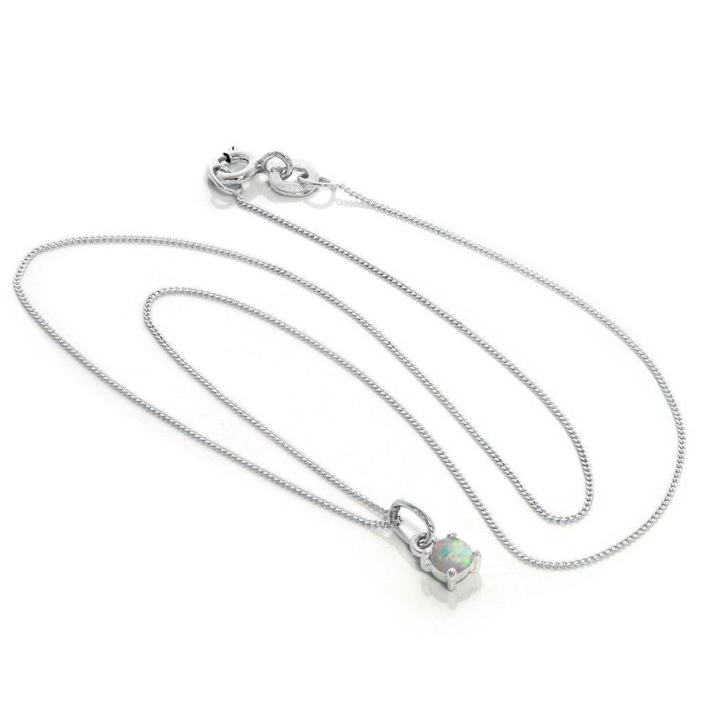 Collier en argent sterling avec opale et pierre de naissance d'octobre - 35 à 81 cm