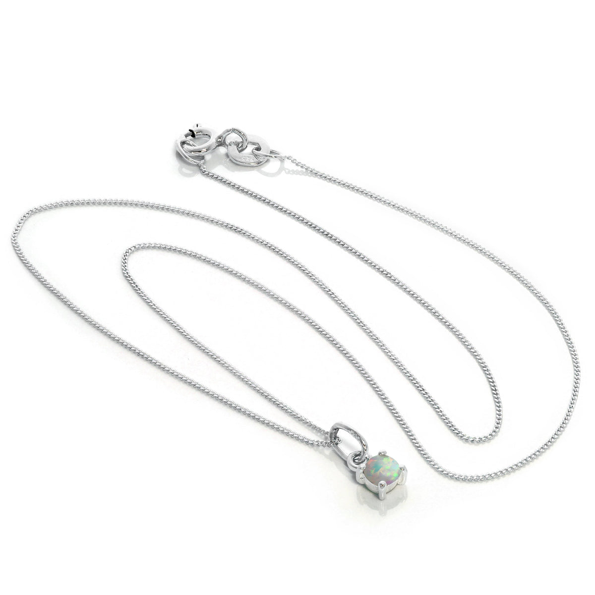 Collier en argent sterling avec opale et pierre de naissance d'octobre - 35 à 81 cm