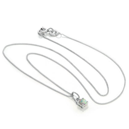 Collier en argent sterling avec opale et pierre de naissance d'octobre - 14 à 32 pouces