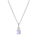 Collier en argent sterling avec opale et pierre de naissance d'octobre - 35 à 81 cm