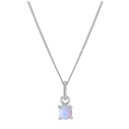 Collier en argent sterling avec opale et pierre de naissance d'octobre - 35 à 81 cm