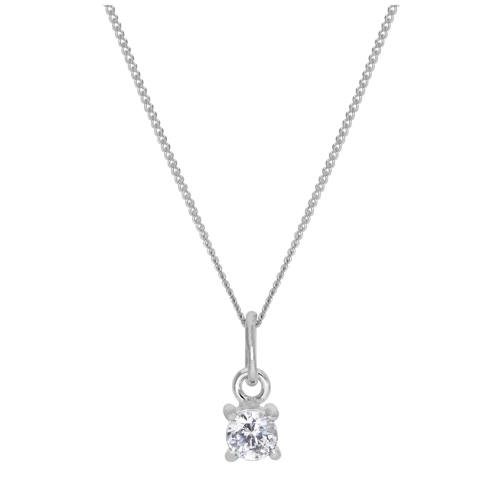 Collier en argent sterling avec pierre de naissance d'avril en oxyde de zirconium transparent - 35 à 81 cm