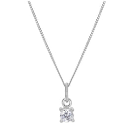 Collier en argent sterling avec pierre de naissance d'avril en oxyde de zirconium transparent - 35 à 81 cm