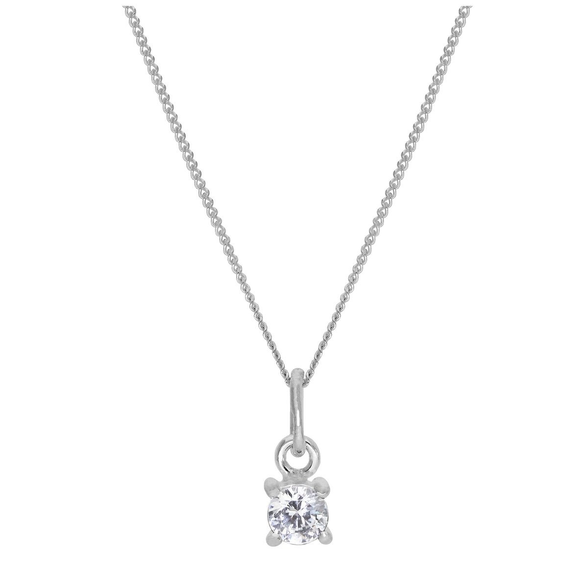 Collier en argent sterling avec pierre de naissance d'avril en oxyde de zirconium transparent - 35 à 81 cm