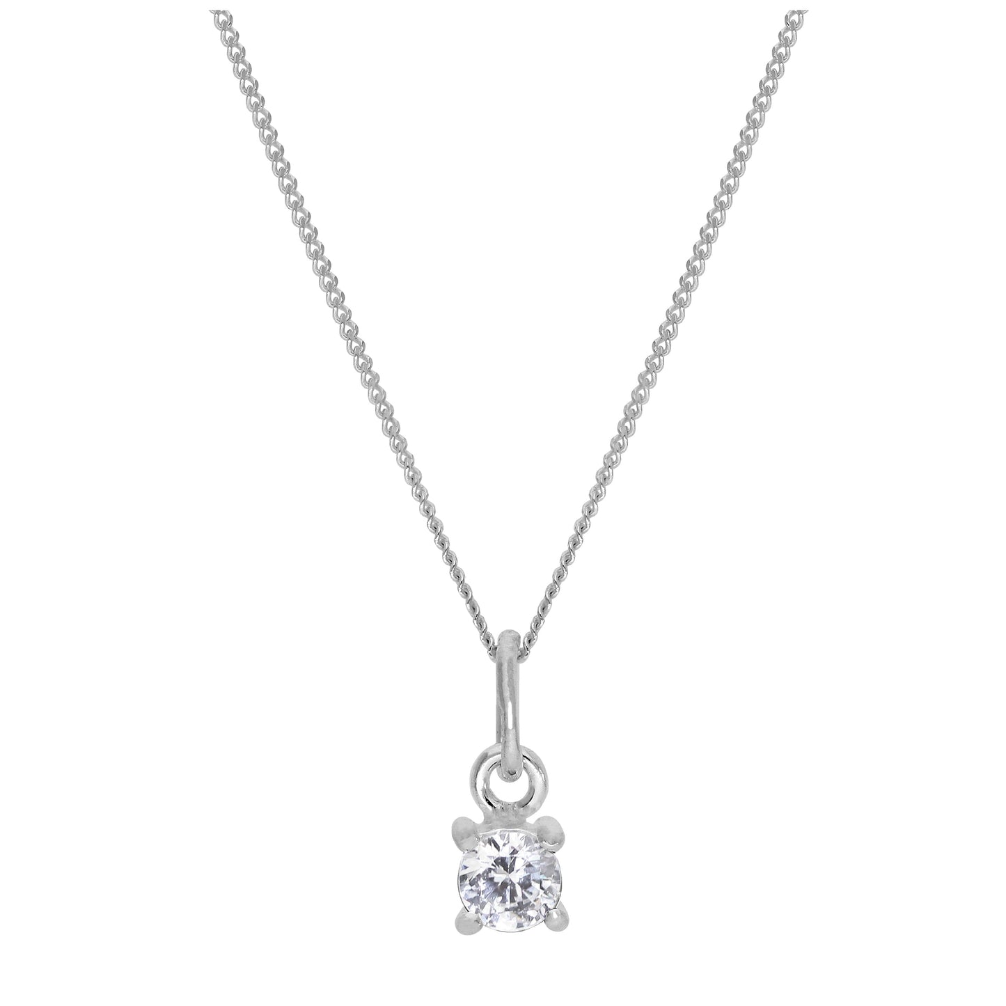 Collier en argent sterling avec pierre de naissance d'avril en oxyde de zirconium transparent - 14 à 32 pouces