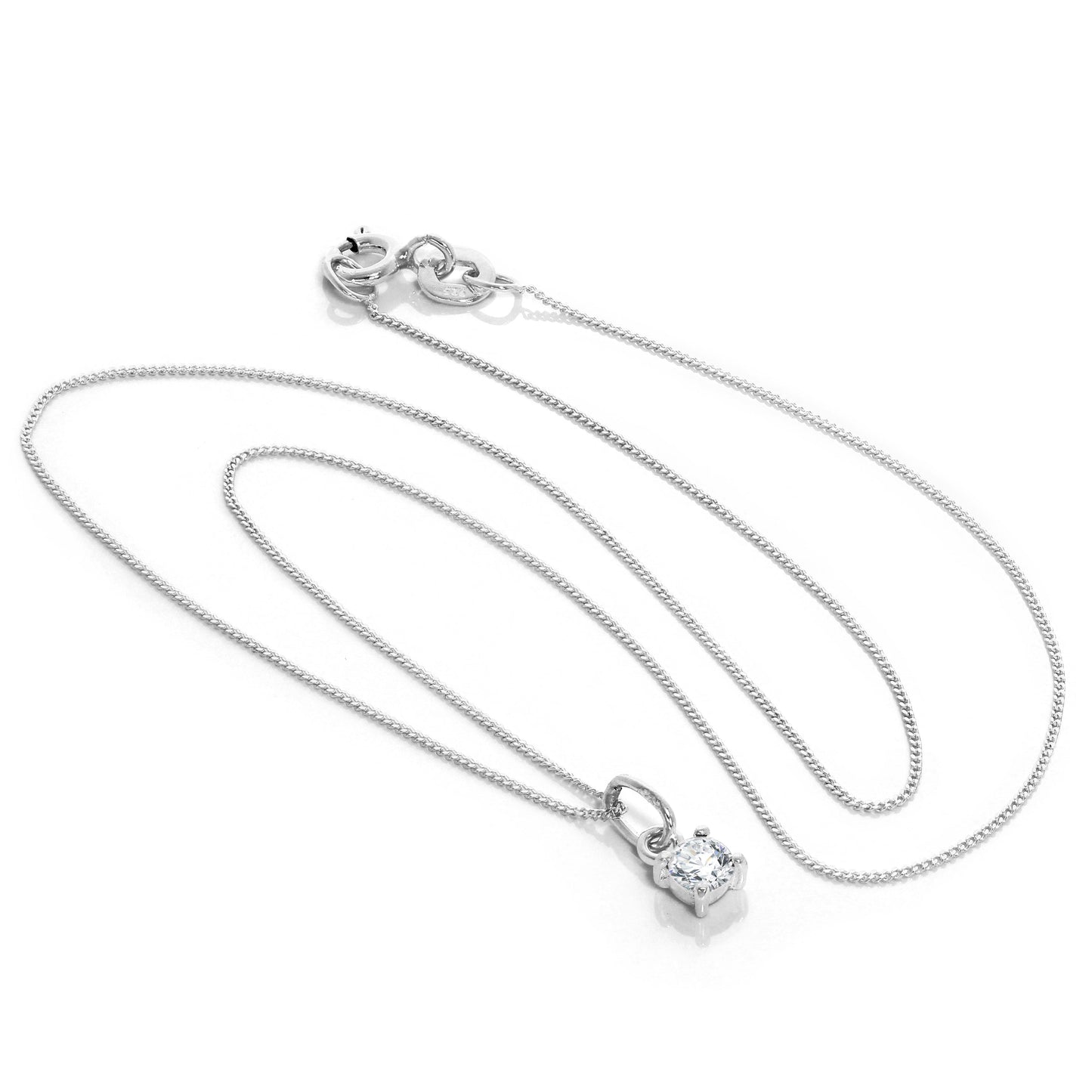 Collier en argent sterling avec pierre de naissance d'avril en oxyde de zirconium transparent - 14 à 32 pouces