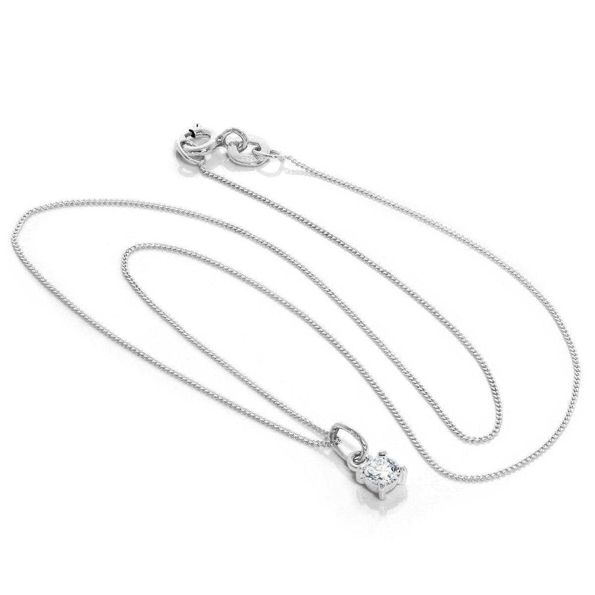 Collier en argent sterling avec pierre de naissance d'avril en oxyde de zirconium transparent - 35 à 81 cm