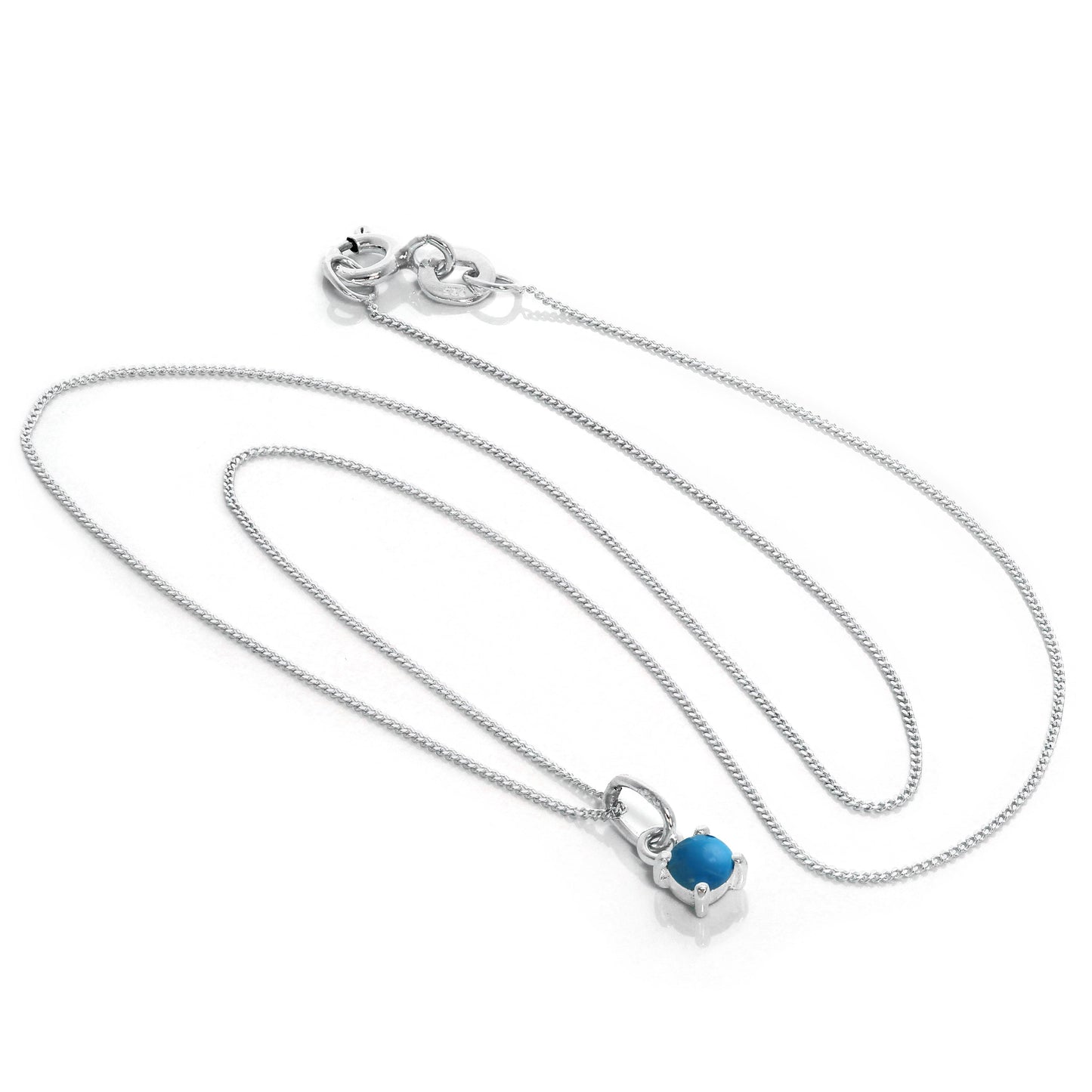 Collier en argent sterling avec turquoise et pierre de naissance de décembre - 14 à 32 pouces