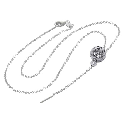Collier en argent sterling avec boule de 10 mm taillée en diamant, 40 cm