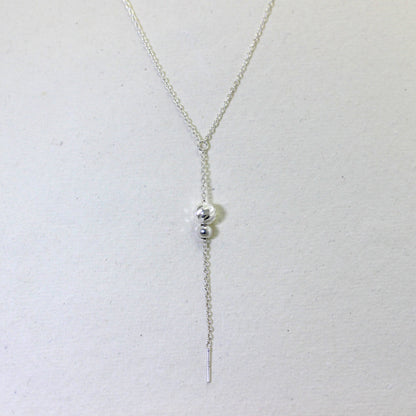 Collier en argent sterling avec perles boules taillées en diamant de 40 cm