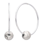 Boucles d'oreilles créoles en argent sterling de 22 mm avec perles boules taillées en chevron