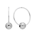 Boucles d'oreilles créoles en argent sterling de 18 mm avec perles boules taillées en diamant