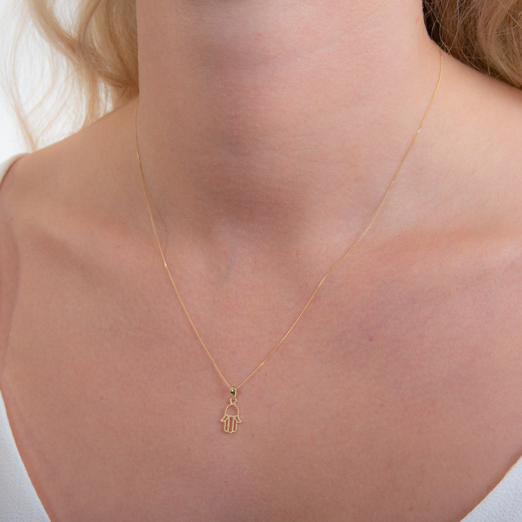 Collier main de Fatima en or 9 carats - 40 à 50 cm