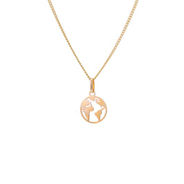 Collier en or 9 carats avec découpes du monde - 40 à 45 cm