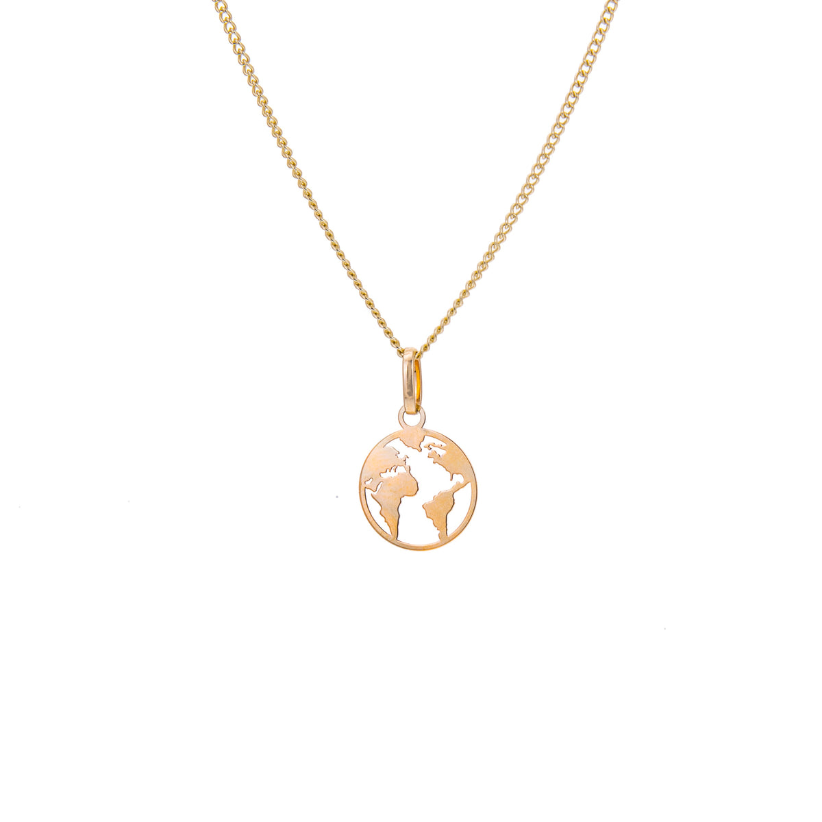 Collier en or 9 carats avec découpes du monde - 40 à 45 cm