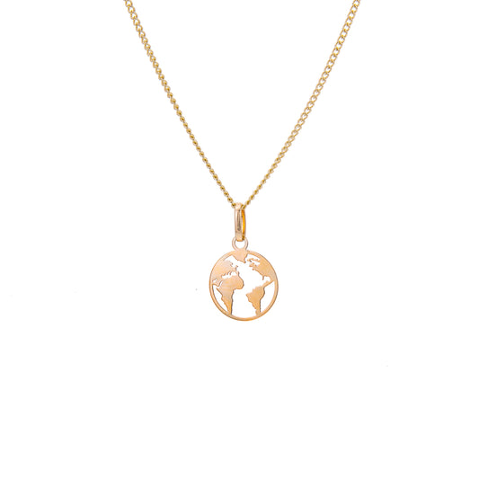 Collier en or 9 carats avec découpes du monde - 40 à 45 cm