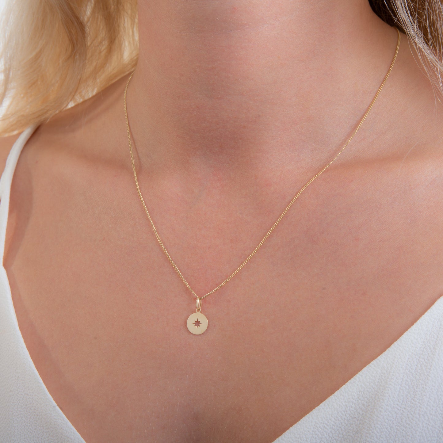 Collier boussole en or 9 carats - 40 à 45 cm