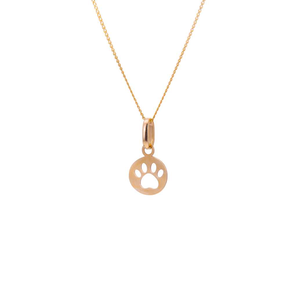 Petit collier empreinte de patte en or 9 carats - 40 à 50 cm