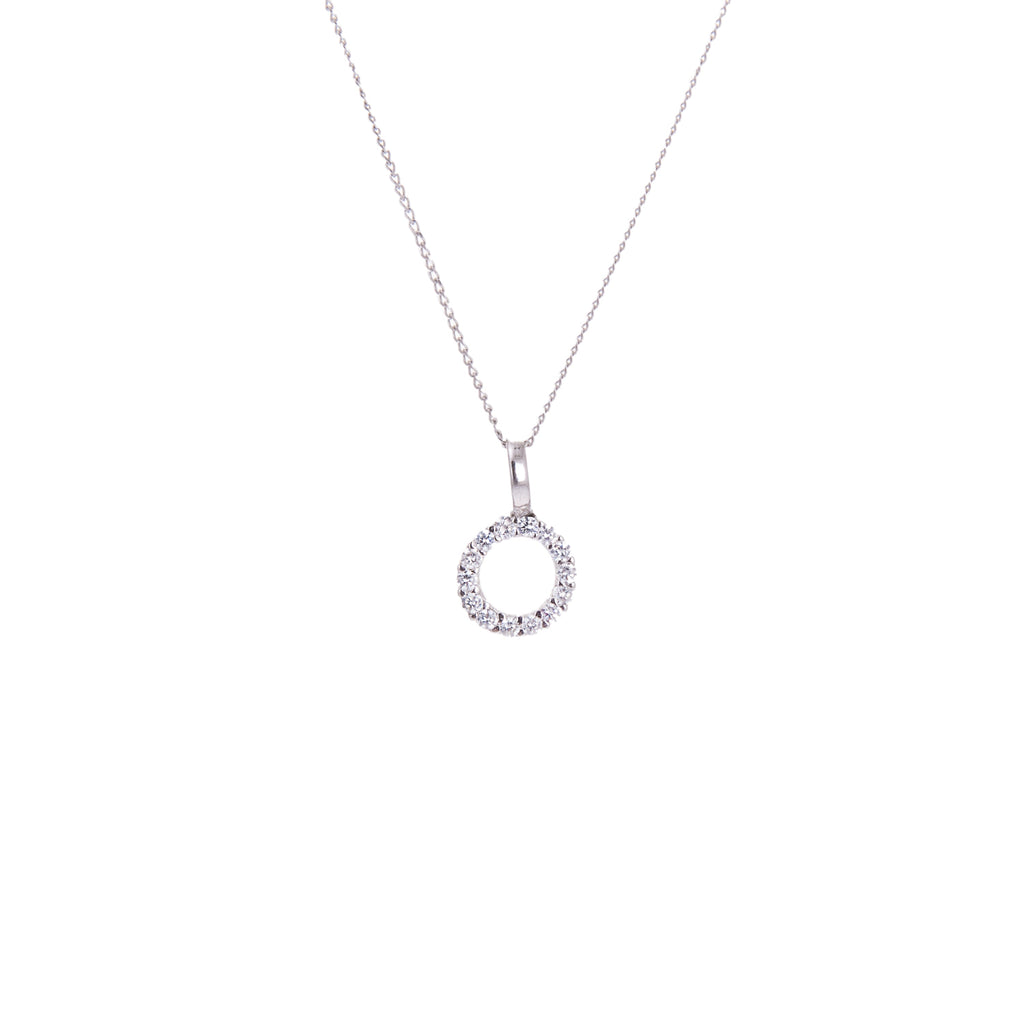 Collier Karma Circle en or blanc 9 carats avec zircones cubiques - 40 à 50 cm