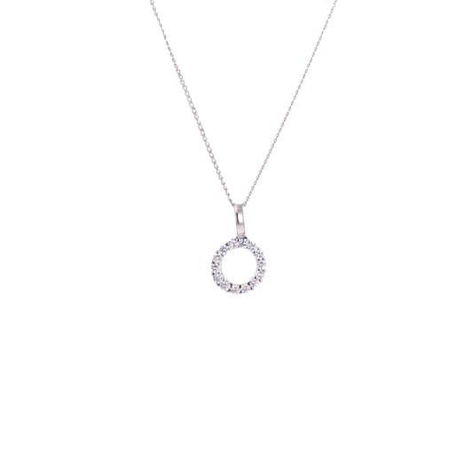 Collier Karma Circle en or blanc 9 carats avec zircones cubiques - 40 à 50 cm